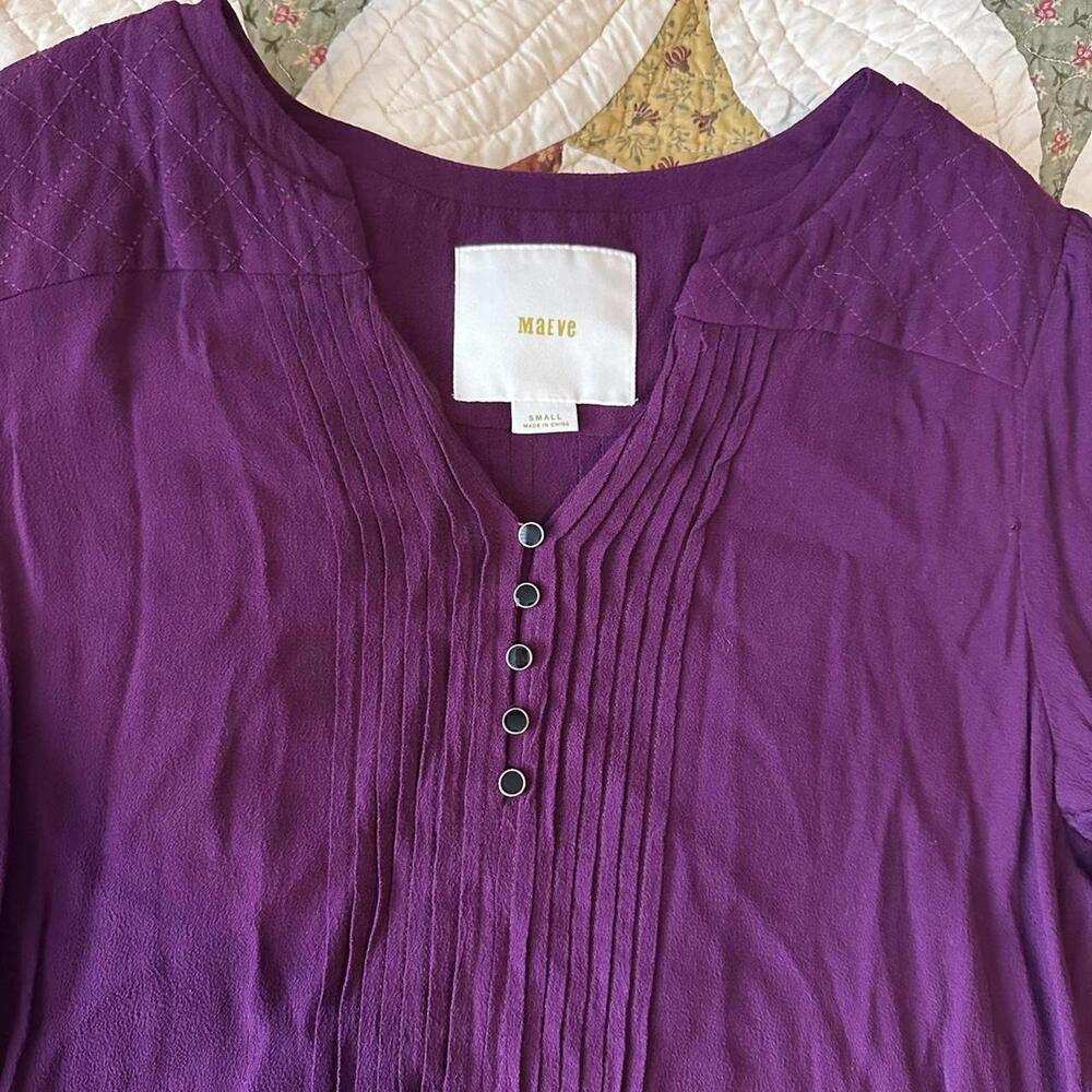 Anthropologie Maeve Galina drop waist tunic dress Size S maroon spring - Picture 4 of 7